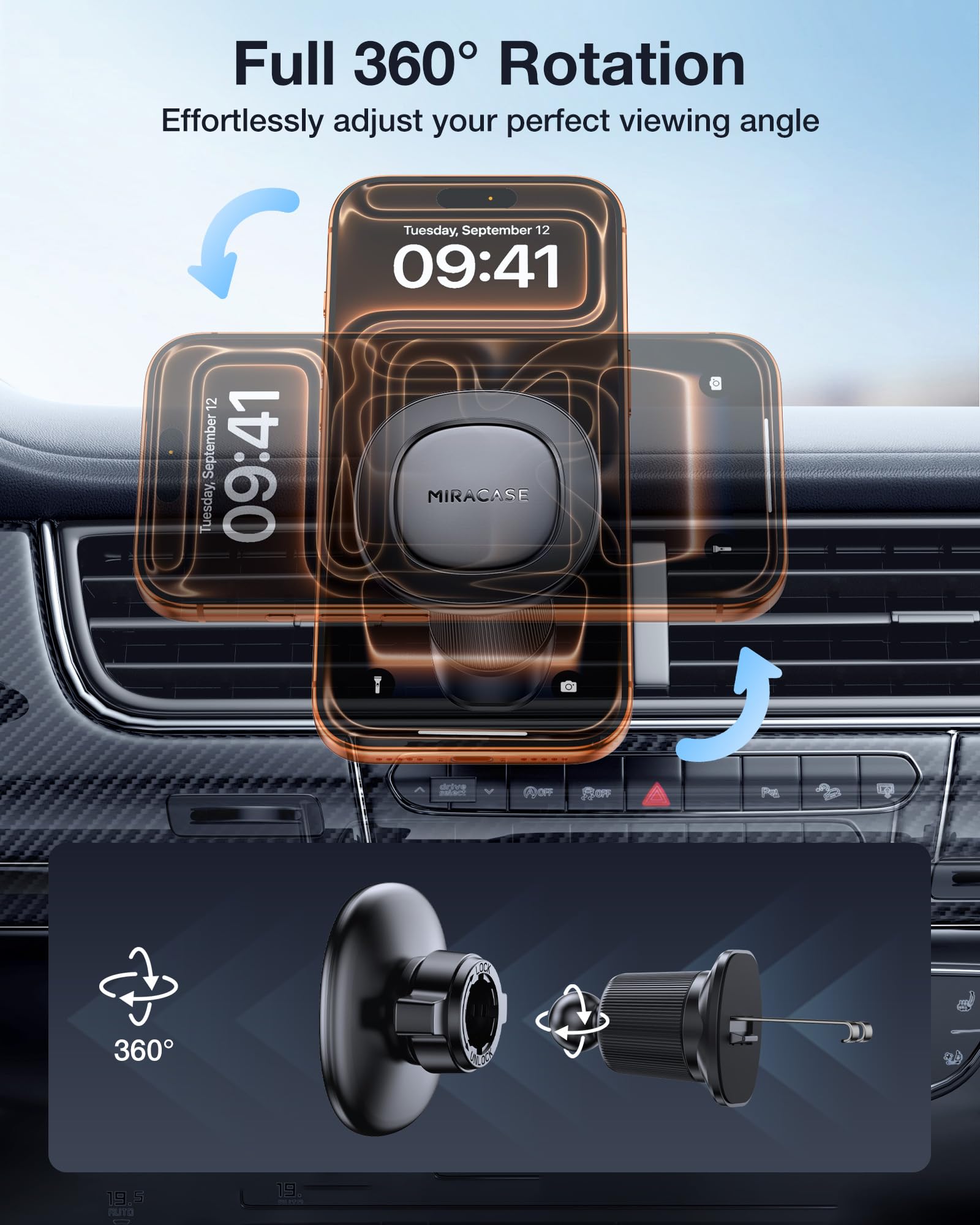 Miracase Phone Holders for Your Car with Metal Hook Clip, Air Vent Cell Phone Stand Car Mount, Universal Automobile Cradle for Garmin GPS Fit iPhone Android and All Smartphones, Matte Black 1 Pack view 5