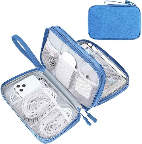 Miniatura 18 de FYY Organizador electrónico, organizador de cables de viaje, bolsa organizadora de cables electrónicos, funda de transporte, portátil, impermeable,