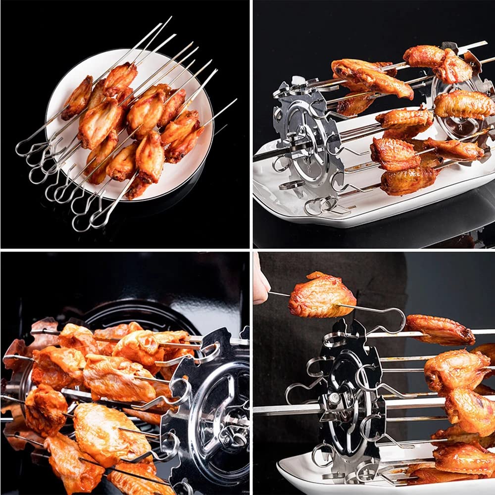 Gabbia per barbecue, in acciaio inox, spiedini per spiedini per spiedini, forni e kebab, 10 bastoncini rotanti, accessori da forno per cucinare