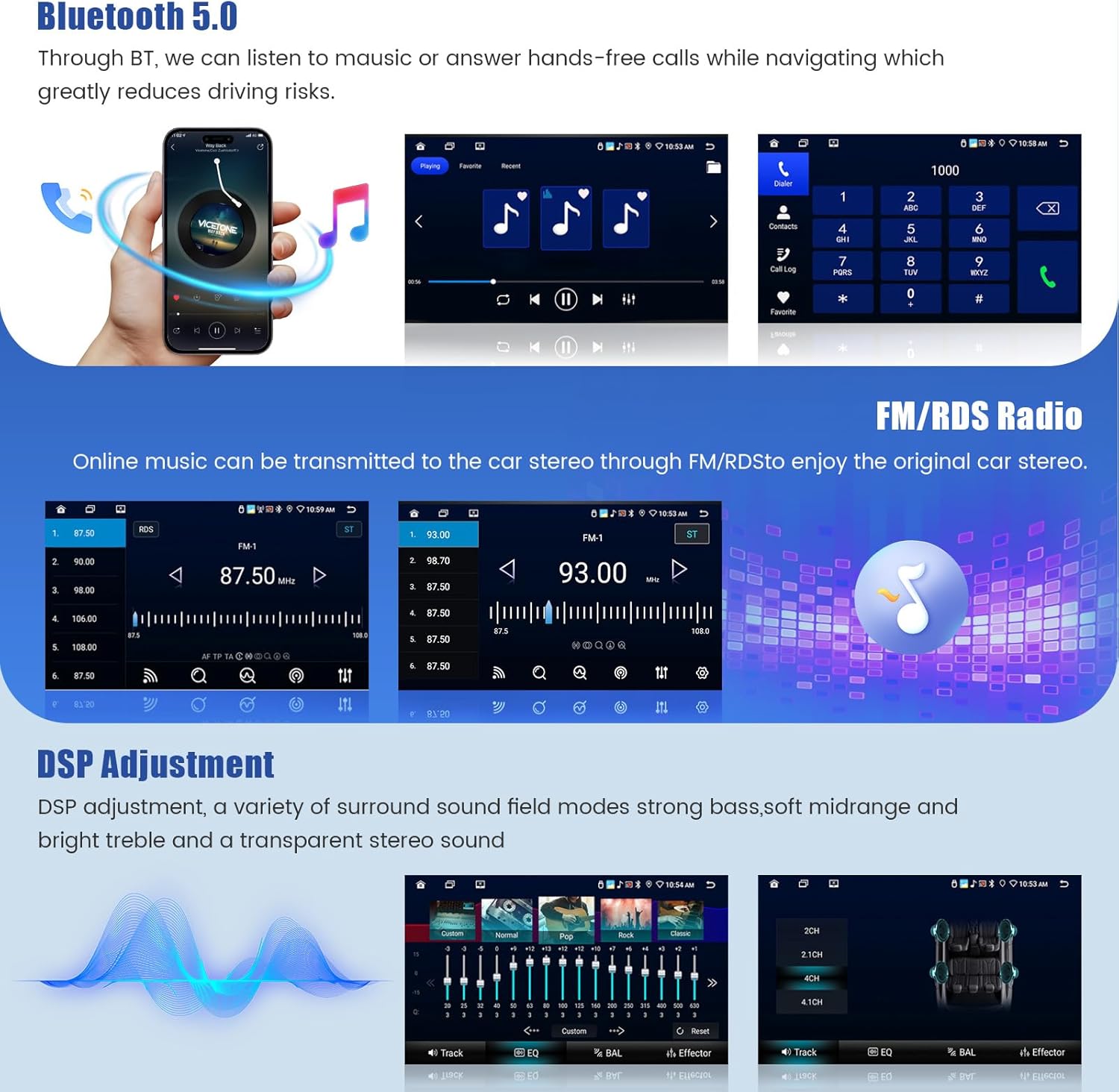 [8Core 6G+128G] Android 15 Car Radio for Jeep Compass Patriot 2010-2016 with Wireless Carplay Android Auto, 10 Inch HD Touchscreen Car Stereo with WiFi GPS Bluetooth5.0 FM/RDS 32EQ SWC