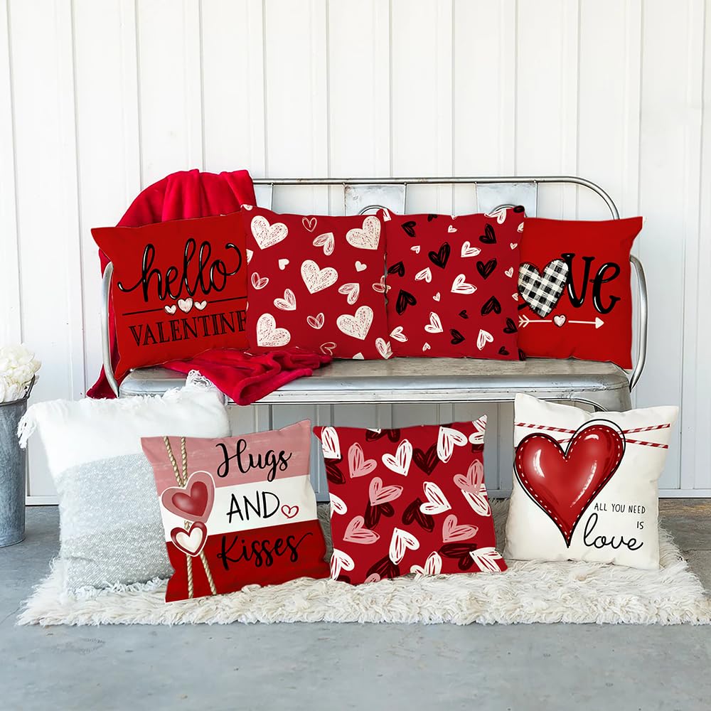Set Di 2 Federe Per Cuscini San Valentino 45x45 Cm – Cuori Rossi E Rosa, Decorazione Divano - 2