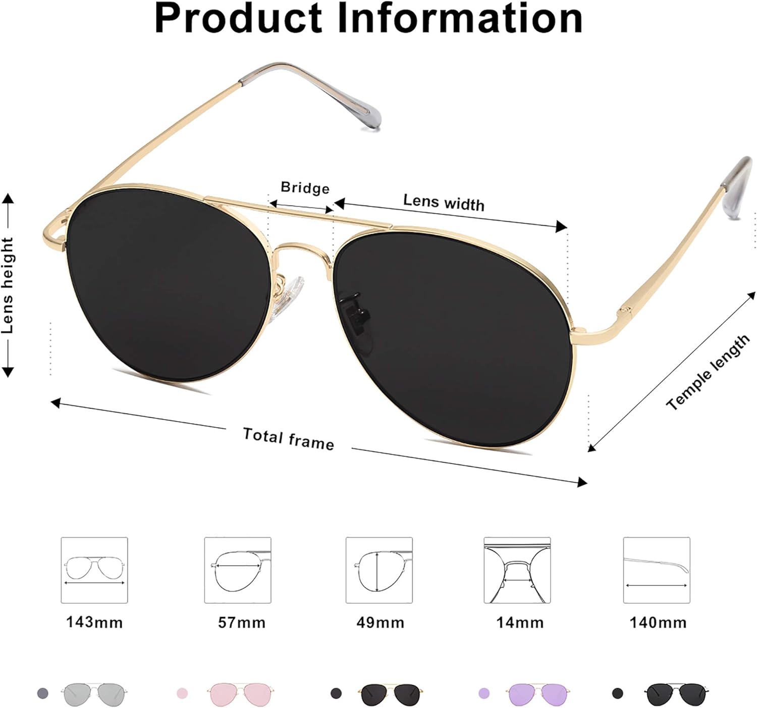 SOJOS Classic Aviator Sunglasses for Women Men Metal Frame Spring Hinges SJ1030 - Image 4