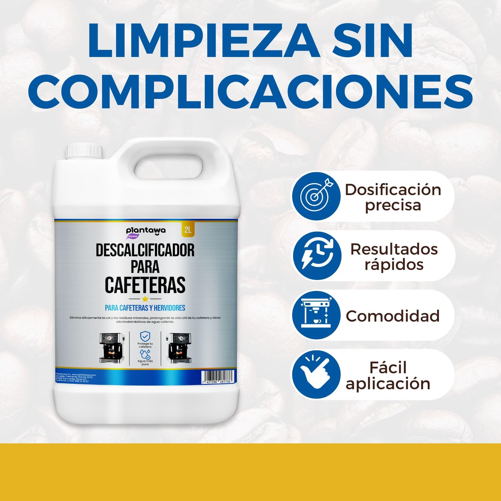 Plantawa Liquido decalcificante 2 litri. Compatibile con tutte le macchine da caffè. Mantieni la tua Macchina da Caffè in Ottime Condizioni, Rimuovi il calcare incorporato nelle macchine da caffè.…