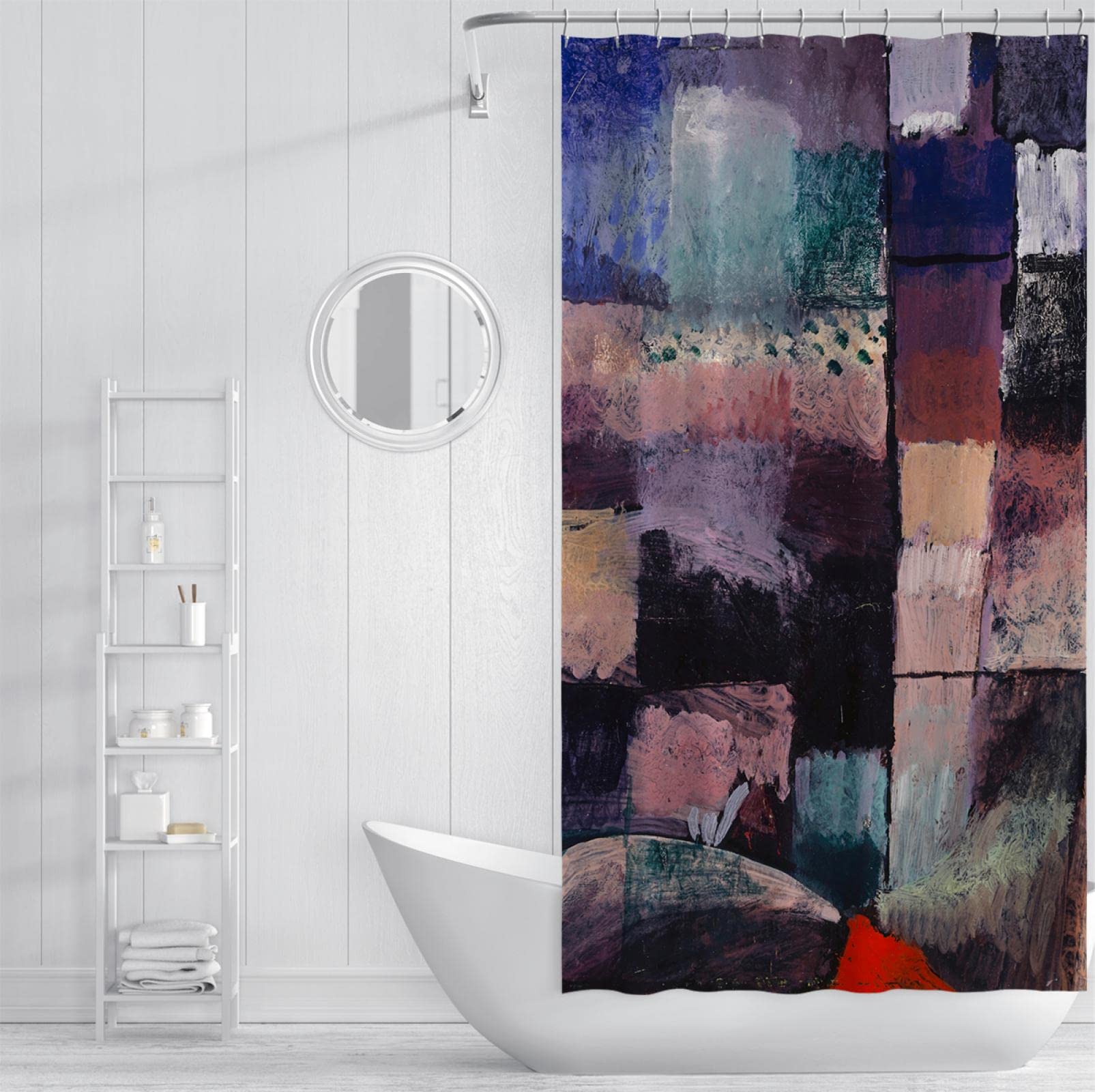 RnnJoile Lavendel Duschvorhang 183x183 Cm – Lila-graues Bauernhaus-Design, Wasserdicht, Mit 12 Haken