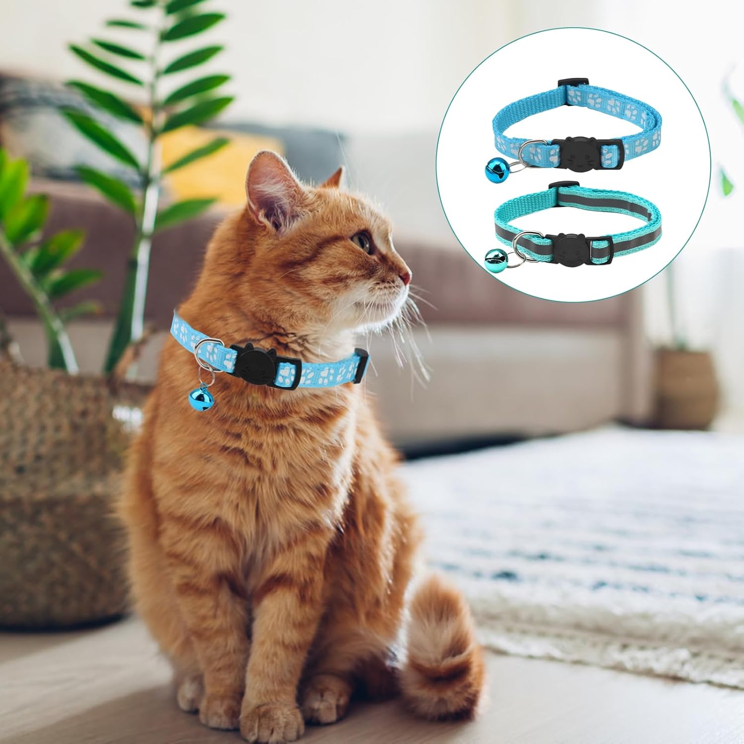 2 Pcs Reflective Cat Collar with Bell, Cat Collars Quick Release with Anti-Lost Bell to fit all Boy and Girl Cat (BLUE) 7 713stTZPSdL. AC SL1500