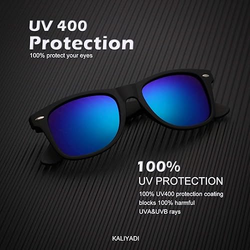 Miniatura 4 de KALIYADI - Lentes de sol polarizados unisex, acabado mate, lentes de espejo de color, bloqueo ultravioleta, paquete de 3 unidades