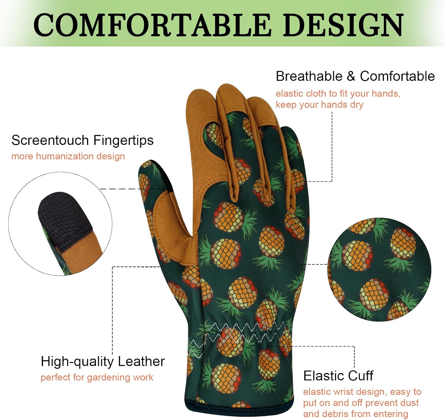 Leather Gardening Gloves for Women Thorn Proof Garden Gloves Touch Screen Working Gloves Gifts,M image 3