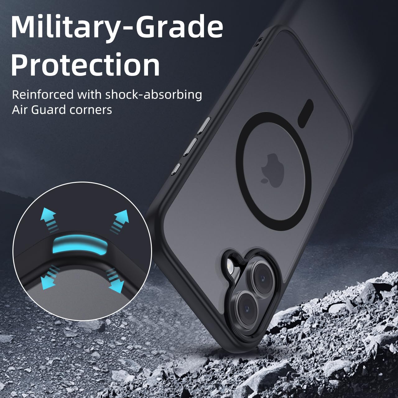 tigratigro Cover Magnetica per iPhone 16 Plus, Compatibile con MagSafe, Custodia Traslucida Opaca Posteriore Sottile Antiurto Protettiva Case, Protezione Antiurto di Grado Militare, Grigio