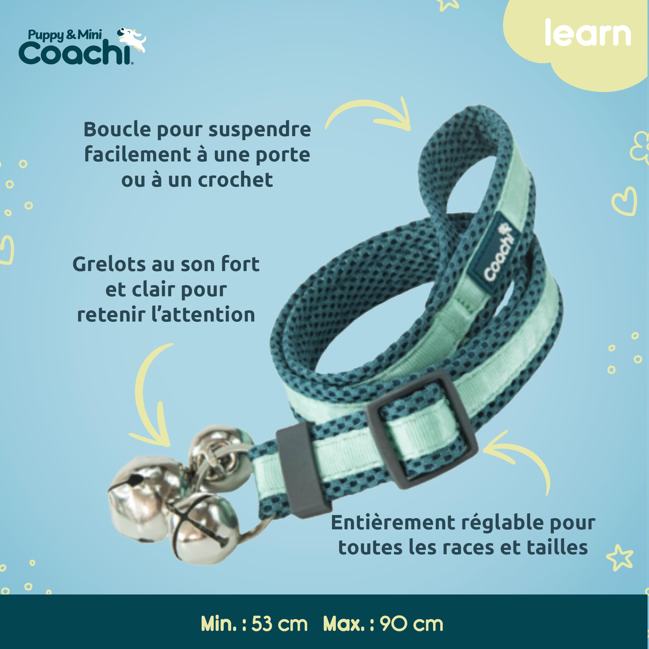 Coachi Toilet Training Bells pour Chiots et Nouveaux Chiens. Éducation à la Maison, Stop grattements aux Portes, faciles à Utiliser et Entendre, réglable. Accessoire idéal pour Dressage au clicker