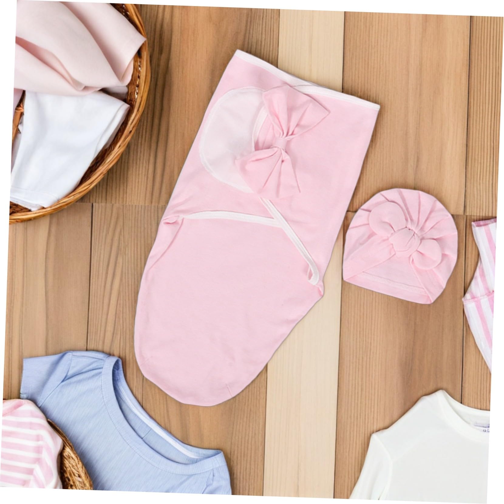 Couverture D’emmaillotage Bébé Fille en Coton, Lot de 3 Set de Sets