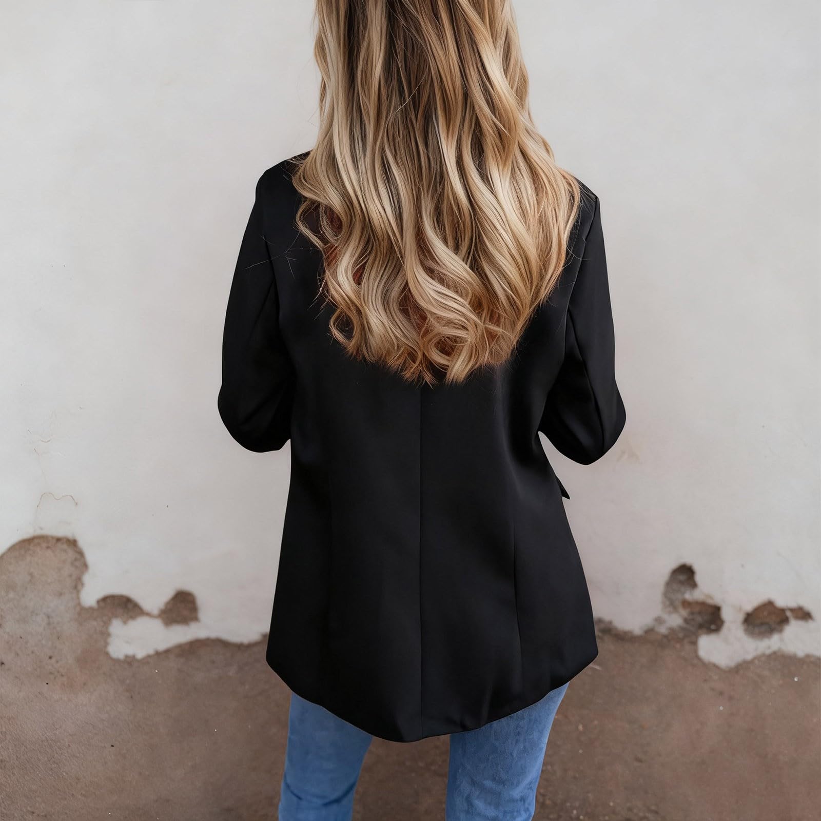 Blazer Sportlich Damen, Blazer Damen Lang Business Langarm Jacke Reverskragen Geschnittener Büro Blazer Elegant Casual Kurzblazer Jackenblazer Festlich Offene Jacke Oversize Blazer