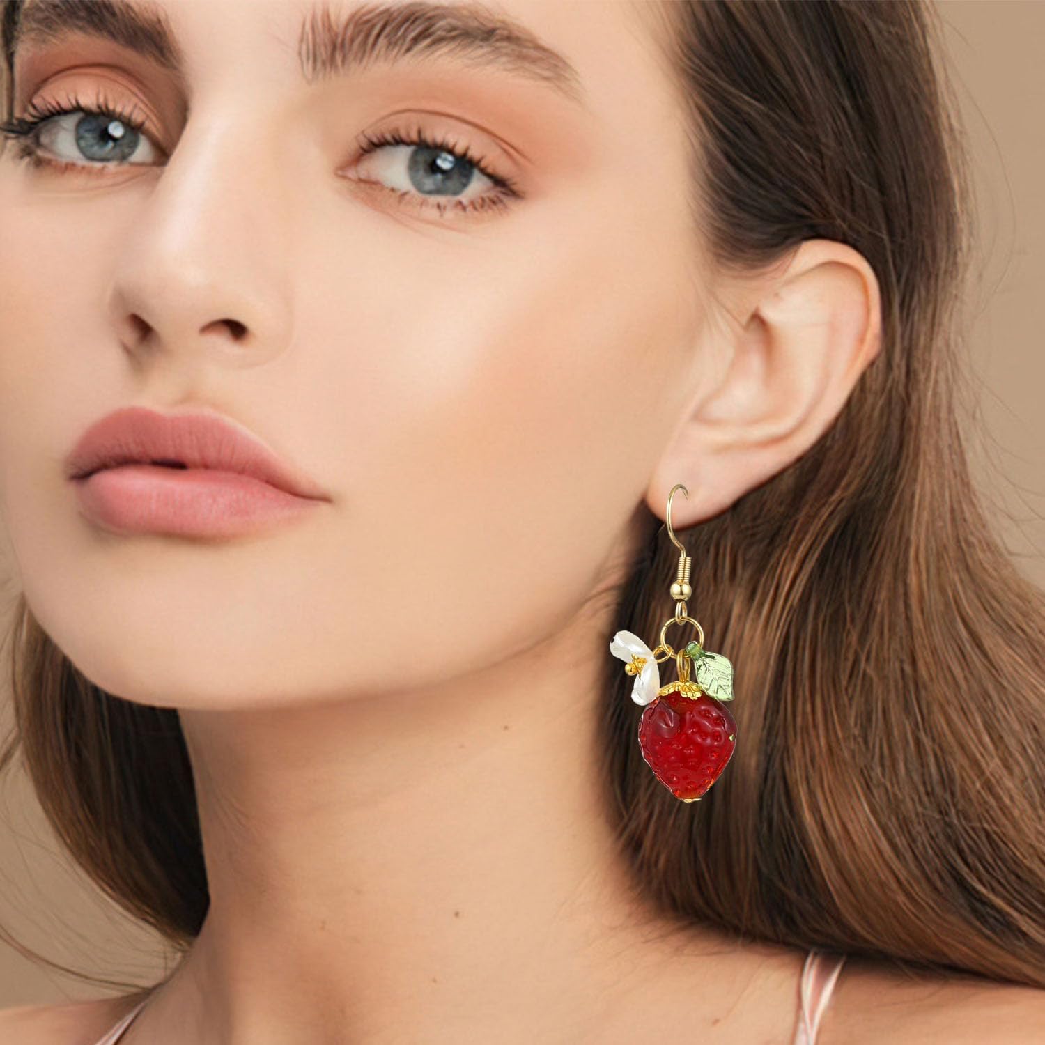 Strawberry Lemon Earrings Simulation 3D Grapes Earrings Acrylic Fruit Drop Dangle Earrings for Women Handmade Charm Jewelry - Image 2