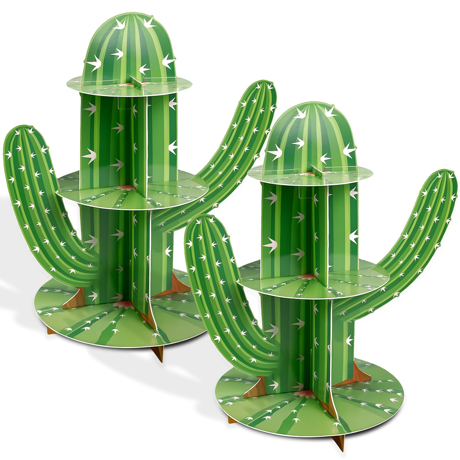 Soporte para cupcakes de cactus de 3 niveles, soporte para cupcakes con forma de cactus verde para suministros de fiesta mexicana, decoraciones de fiesta de taco, recuerdos de fiesta del Cinco