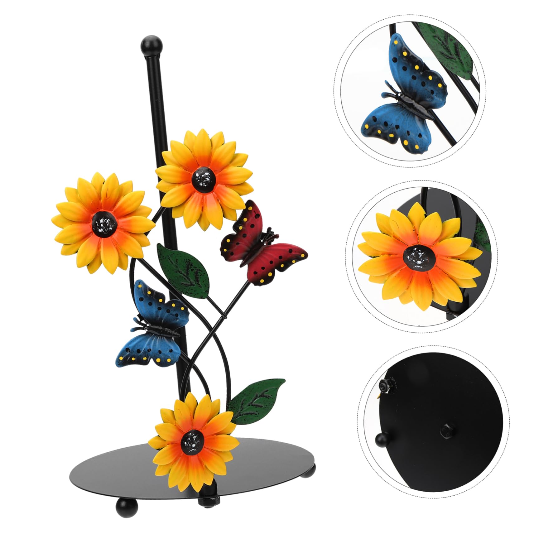 Porta Rotolo da Cucina e Stile Farmhouse a Forma di Girasole in Metallo Design Artistico Robusto e Stabile per Soggiorno e Giardino