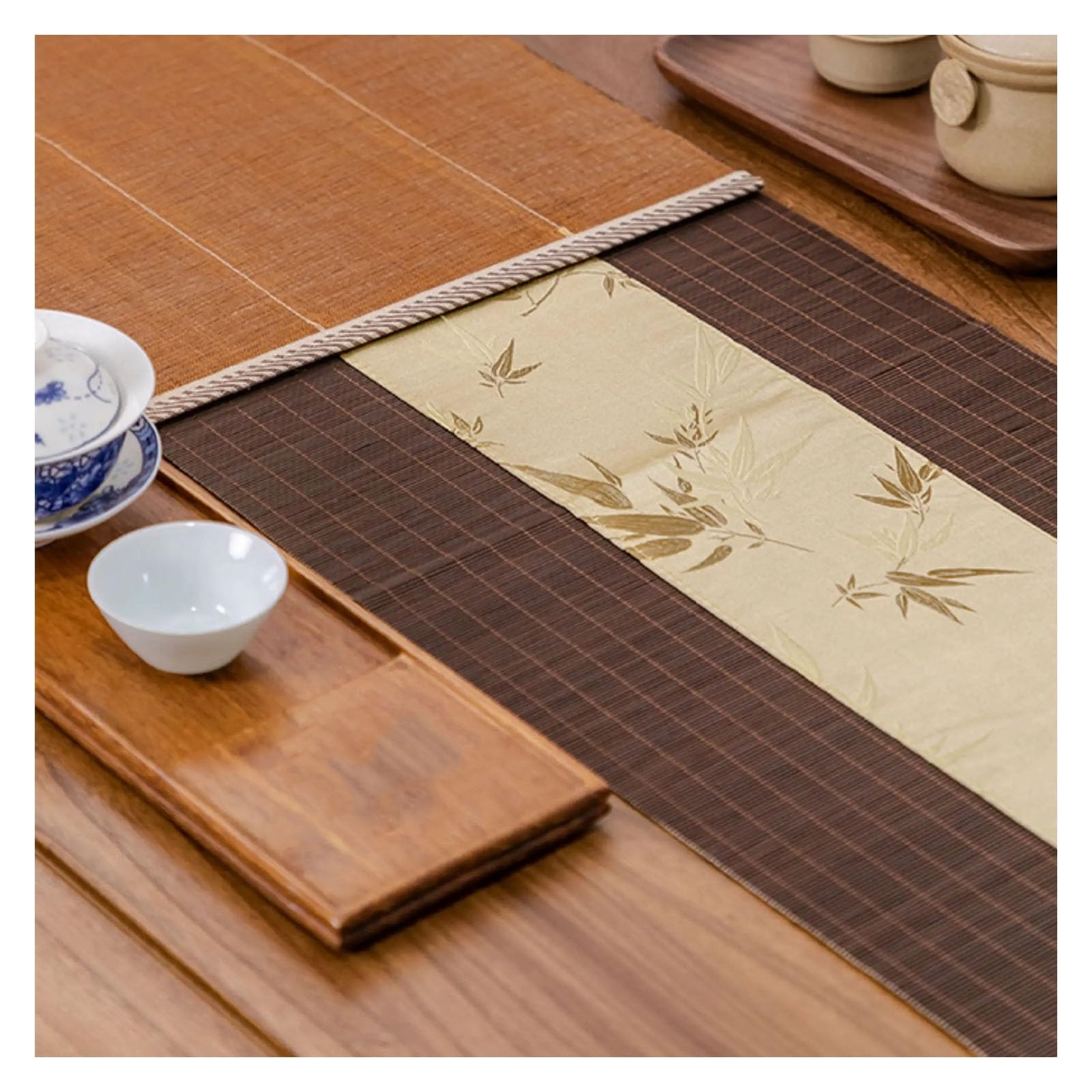 Runner da tavola in bambù, tovagliette lavabili in stile giapponese, per tavolo da pranzo e cucina, tovaglia versatile per casa da tè, 30 x 60 cm