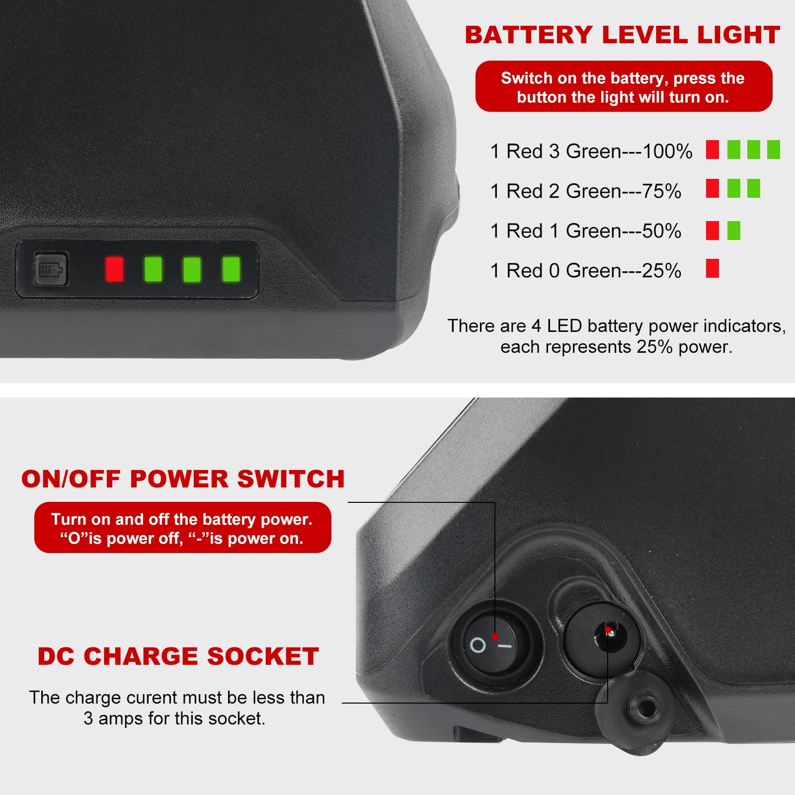 Batteria Bici Elettrica 52V 25AH Shark Batteria Ebike Agli Ioni di Litio Lungo Raggio Ricambio Batterie con Caricabatteria, 5-Pin Piastra di Base