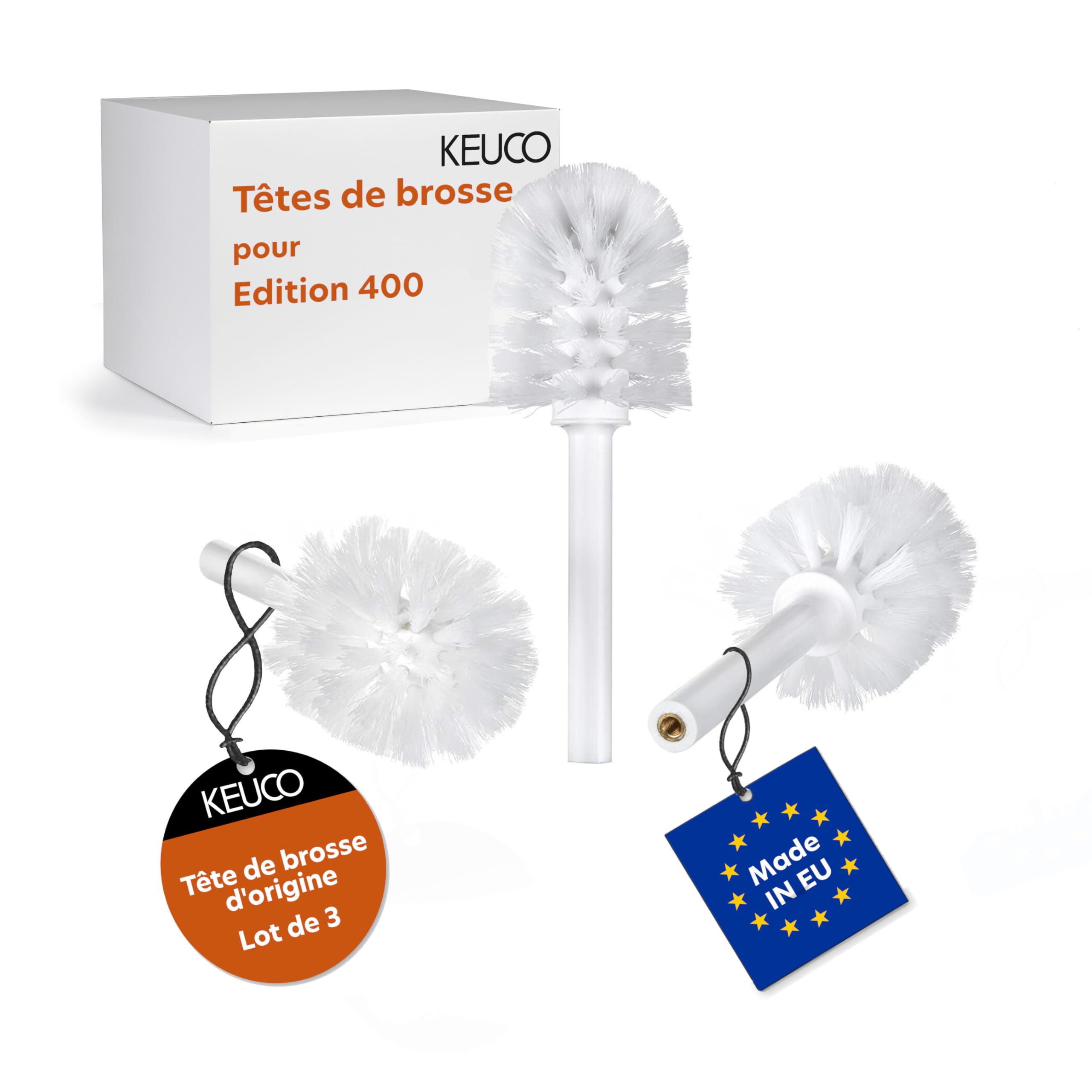 Brosse de rechange KEUCO blanche lot de 3 pour kit WC Edition 400