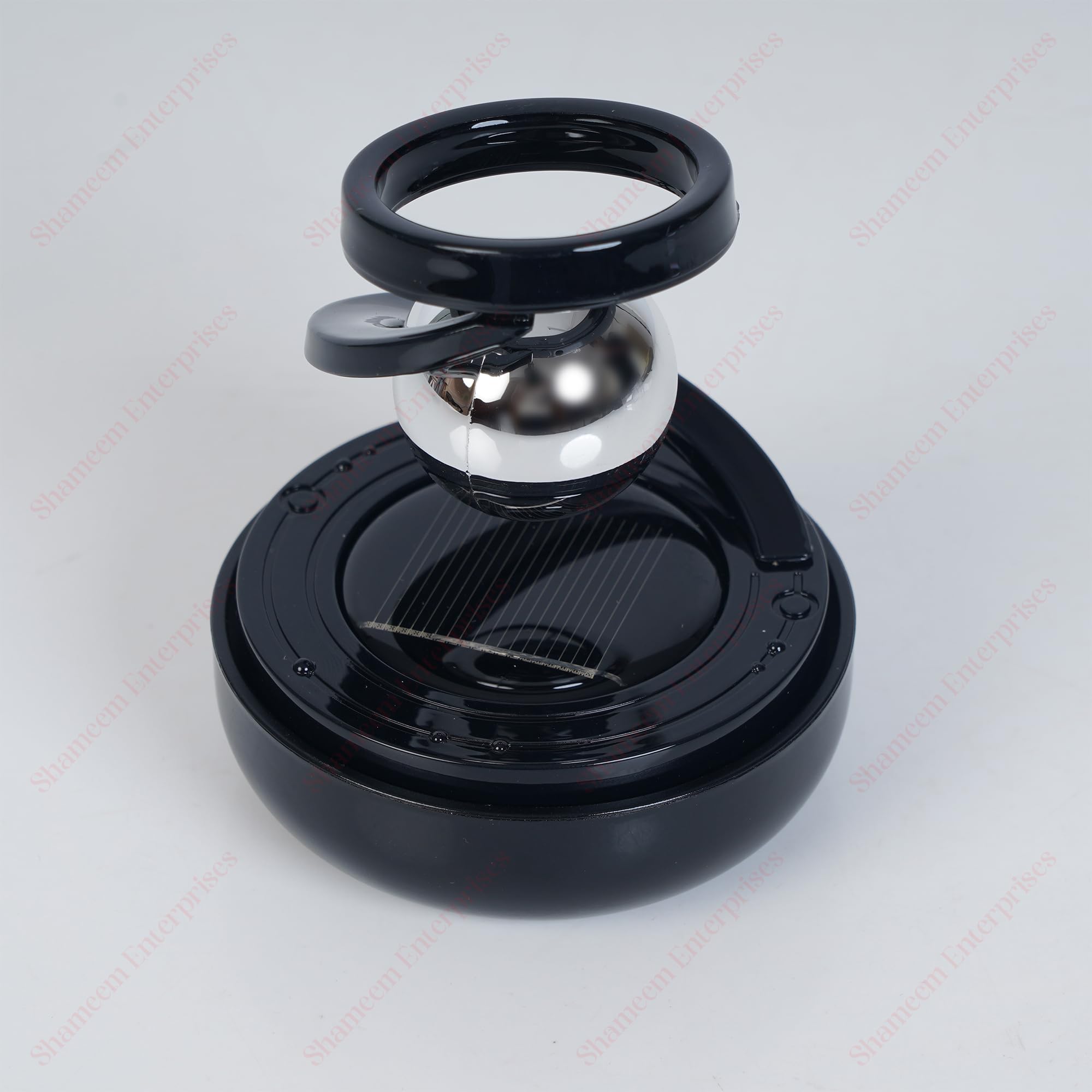 Car Aromatherapy Diffuser, Portable Mini Air Purifier with Solar Panel, Spiral Design, Natural Plant Aroma, Black and Chrome 1