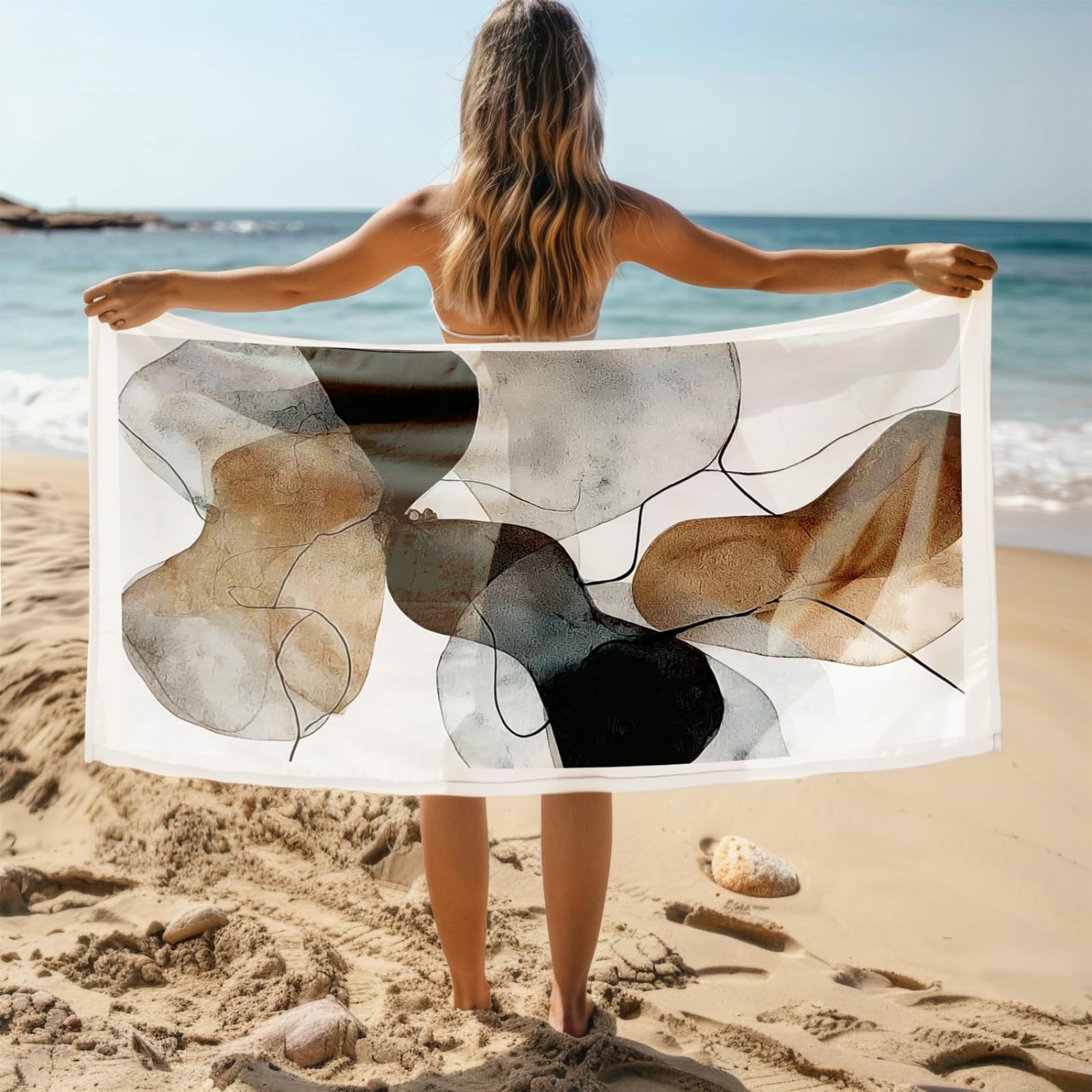 Générique Serviette de Plage 90X180 Modèle Noir Brun