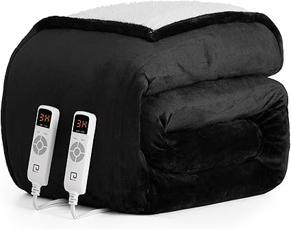 EHEYCIGA Heated Blanket King Size - 9 Heating Levels, 10 Hour Auto Off, Soft Cozy Sherpa, Dual Control, 90 x 100 Inches
