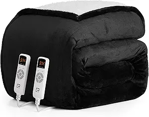 EHEYCIGA Heated Blanket King Size - 9 Heating Levels, 10 Hour Auto Off, Soft Cozy Sherpa, Dual Control, 90 x 100 Inches