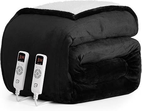 EHEYCIGA Heated Blanket King Size - 9 Heating Levels, 10 Hour Auto Off, Soft Cozy Sherpa, Dual Control, 90 x 100 Inches