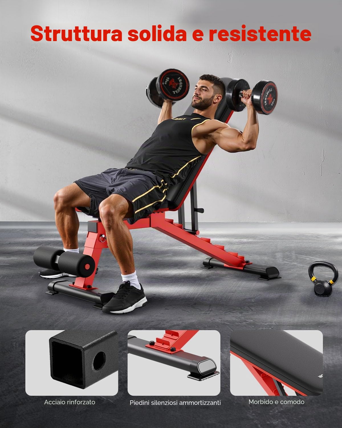 VEVOR Panca pesi Stabile e Resistente per Allenamento Completo del Corpo, Panca Regolabile per Esercizi, per Allenamento della Forza con Piegatura Rapida e Regolazione Rapida 544 kg