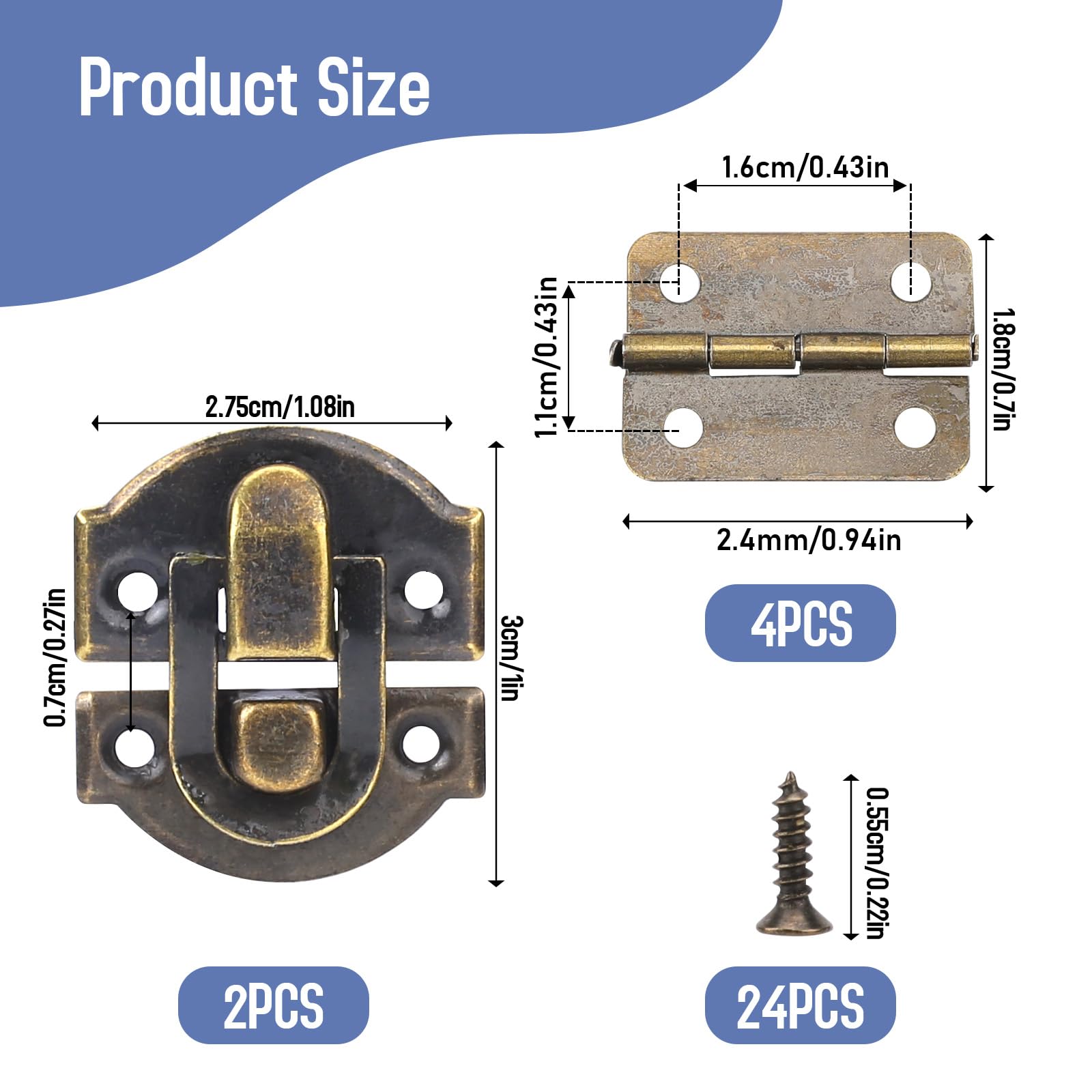 Antique Bronze Hinges & Latches Kit - Jewelry Box Hardware -2 Antique Bronze Hinges & Latches Kit - Jewelry Box Hardware -2