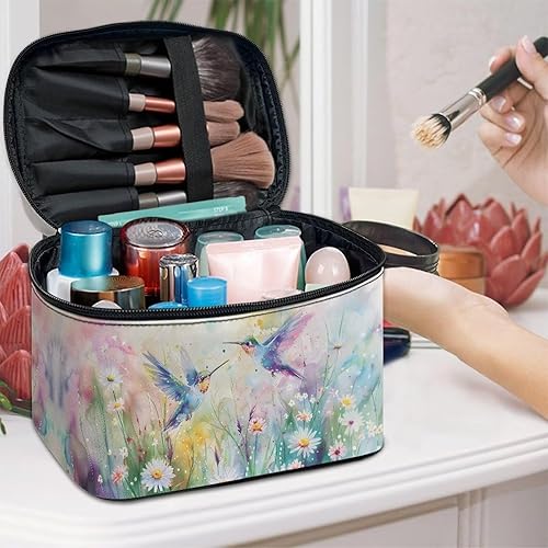 Vista 97 de doginthehole Bolsa de maquillaje, bolsa de cosméticos de viaje, bolsa de aseo portátil grande, organizador de accesorios para mujeres y niñas