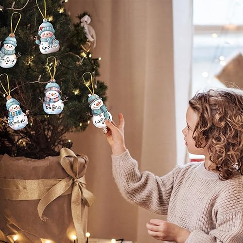 Miniatura 6 de 8 adornos de Navidad personalizados de muñeco de nieve 2023, adornos acrílicos de muñeco de nieve con nombre personalizado para árbol de Navidad,