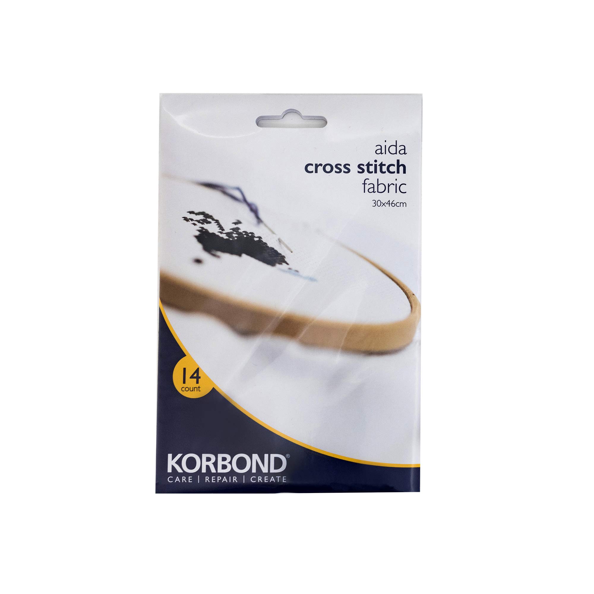 Korbond Aida Cross Stitch Fabric White – 14 Count - 100% Cotton – 30cm x 46cm 180510