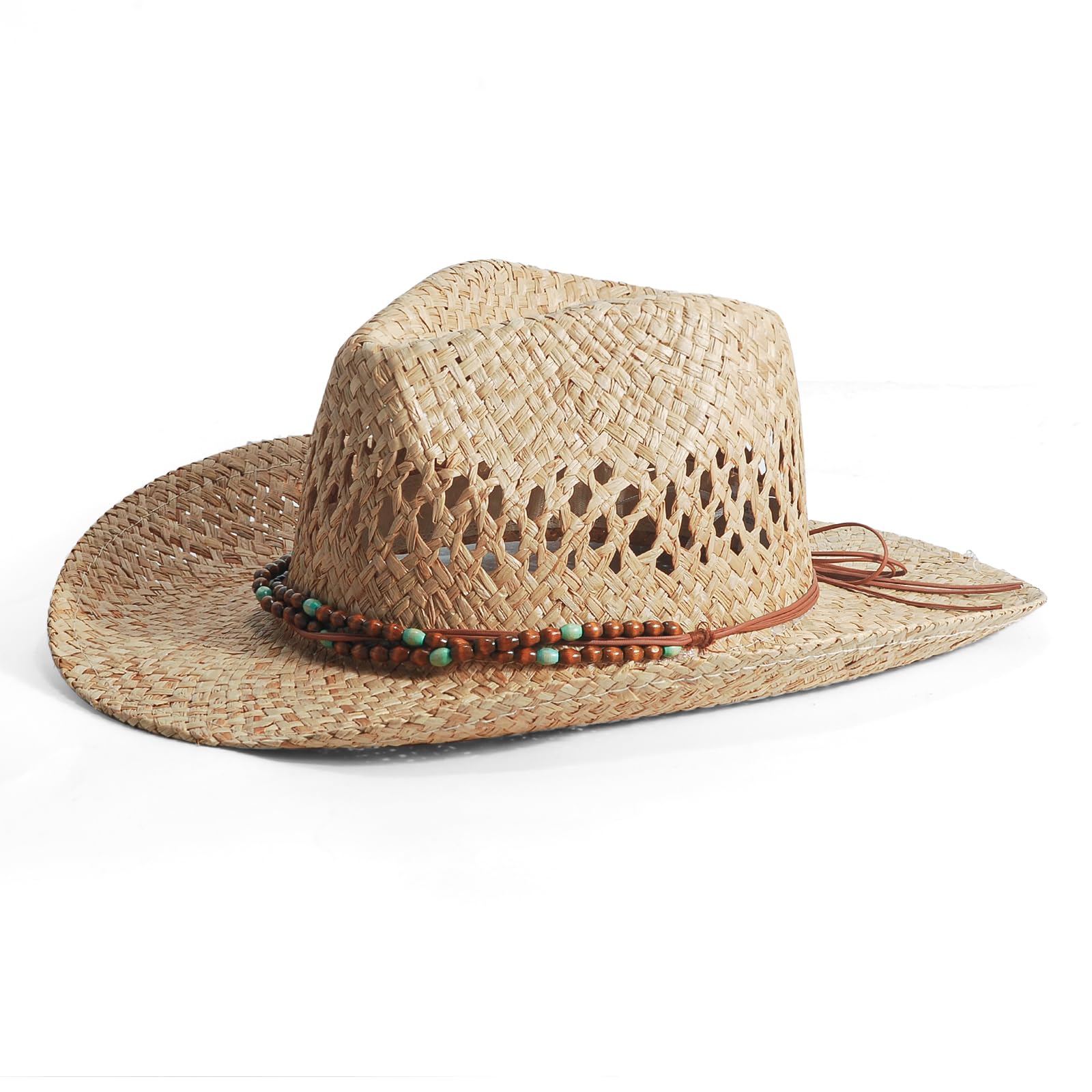 Men's Cowboy Hats Summer Women Beach Cowgirl Hat Raffia Unisex Western Sun Hat