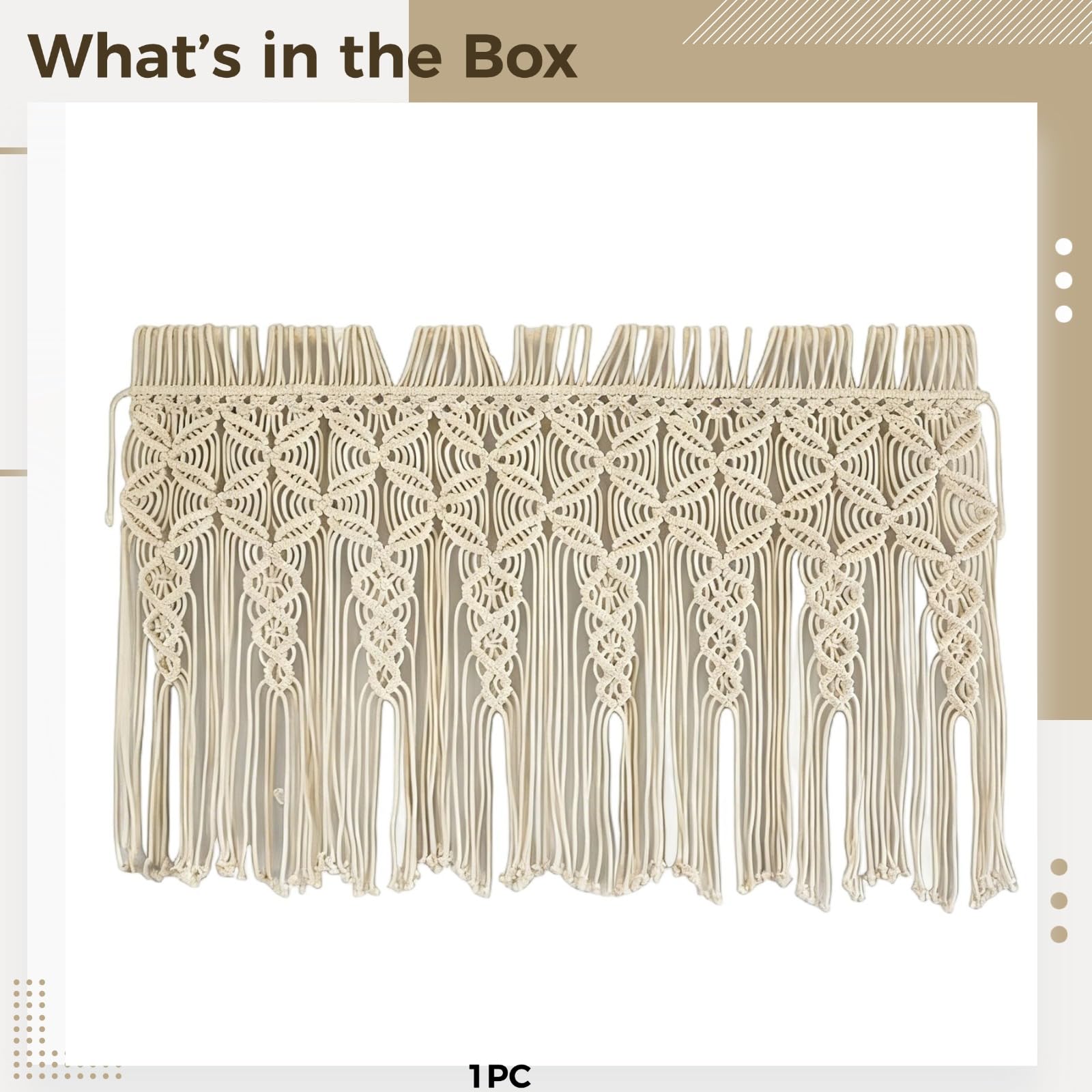 Cortina de macramé para puerta, divisor de habitación bohemio con tapiz tejido, estilo nórdico, cortinas de cuerda de algodón para decoración del hogar, 95 x 55 cm