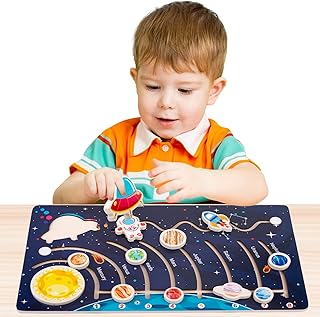Wooden Solar System Puzzles for Kids Ages 3-5, Toddlers Planet Outer Space Toys Preschool Learning Activities Montessori Educational Toys Space Busy Board Gifts for Boys Girls