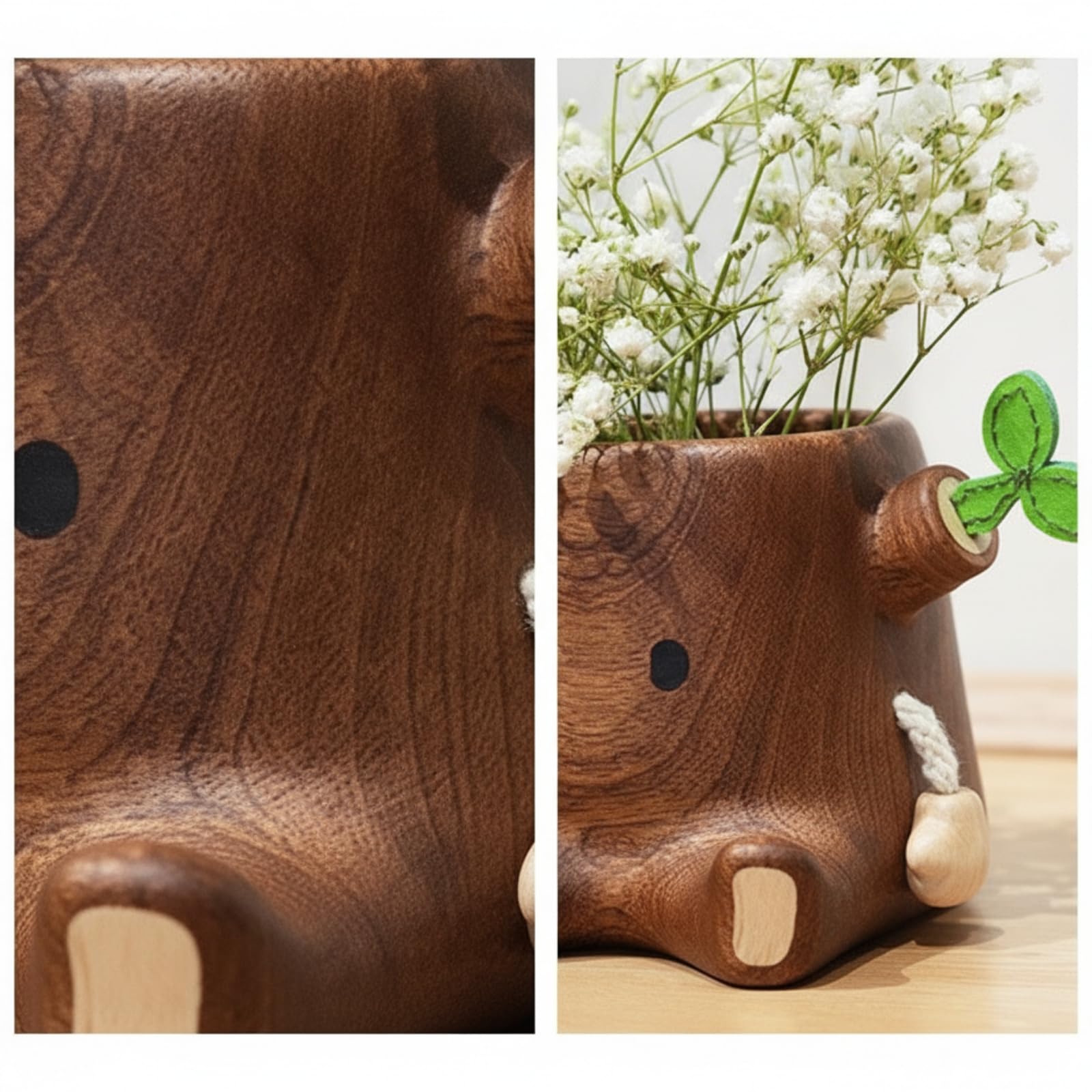 perfk Portapenne in Legno Portapenne da Scrivania Organizer Penne Portamatite Bicchiere Portapennelli in Legno Massello Monoblocco con Forma Ceppo E Bordi Arrotondati Adatto per Ufficio
