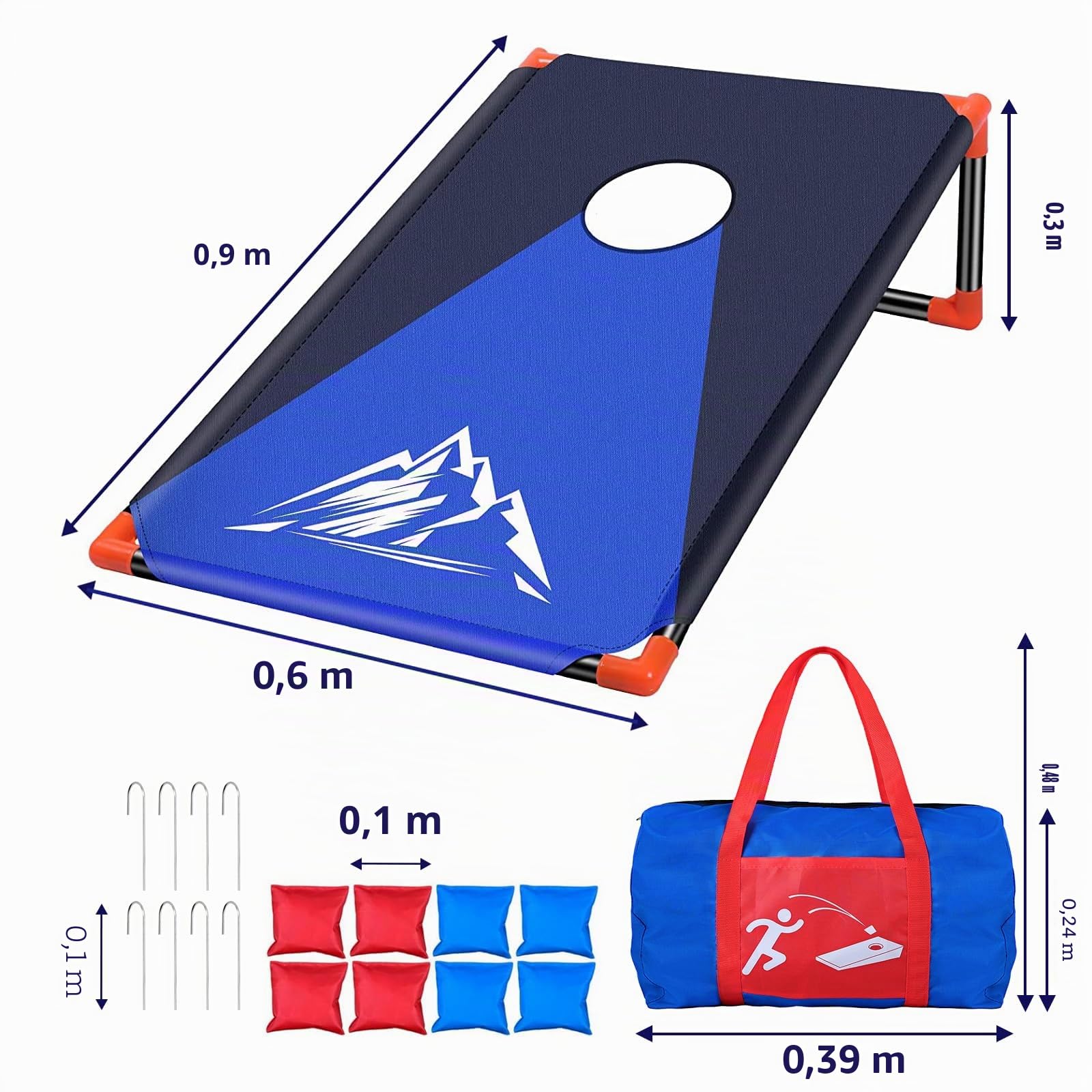 NZQXJXZ Jeu Corn Hole Portable pour Adultes, Cornhole Jeu Encadré en PVC avec 8 Sacs de Haricots et Sac de Transport pour l'extérieur, l'intérieur, l'arrière-Cour, la Pelouse, 3 x 2 Ft