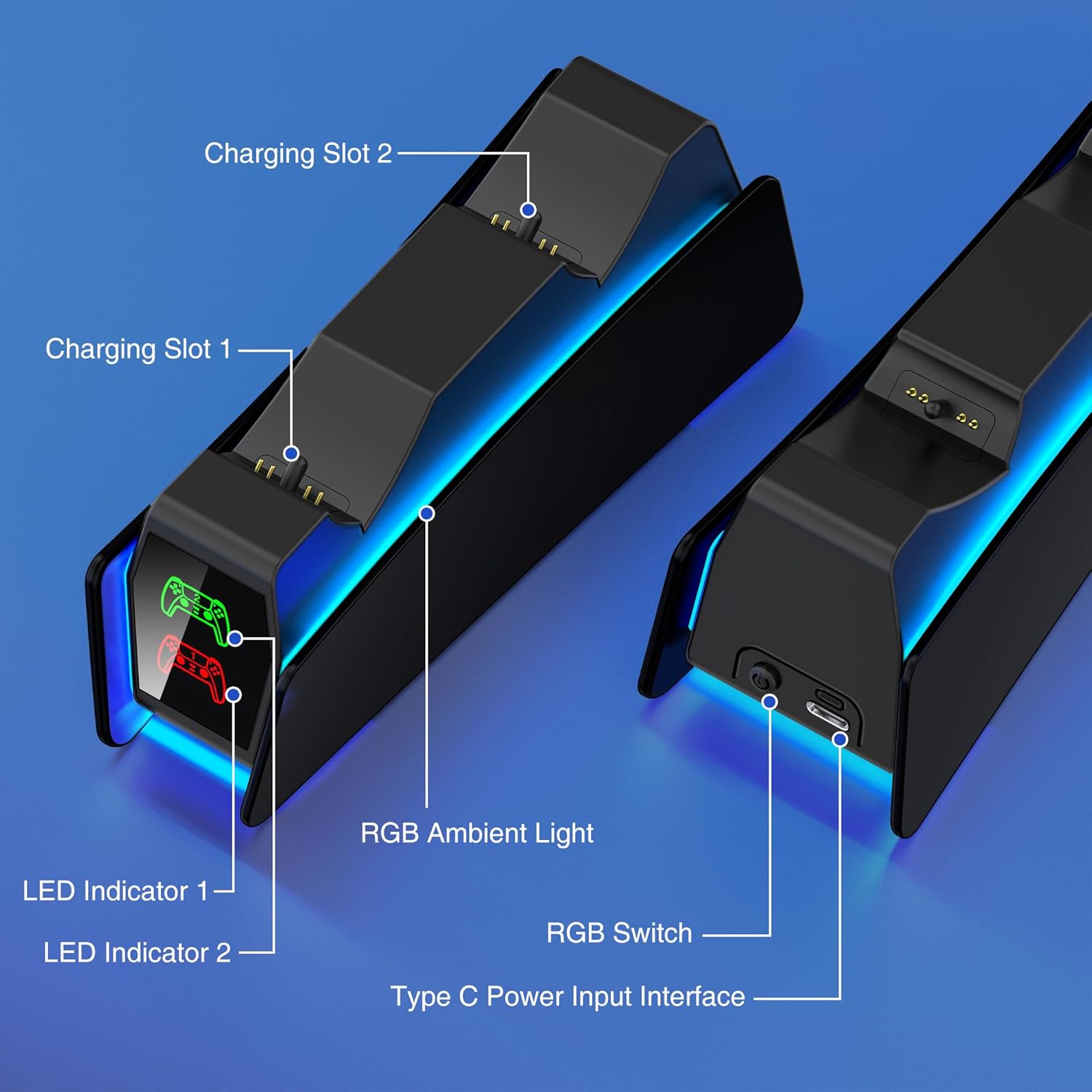 HELLCOOL PS5 Controller Charger, PS5 Charging Station for Playstation 5 Controller, PS5 Charger Dock for Dualsense Wireless/Edge Controller, PS5 Docking Station with 2-3 Fast Charging/Cool RGB Light 8 713svvTmVfL. AC SL1500