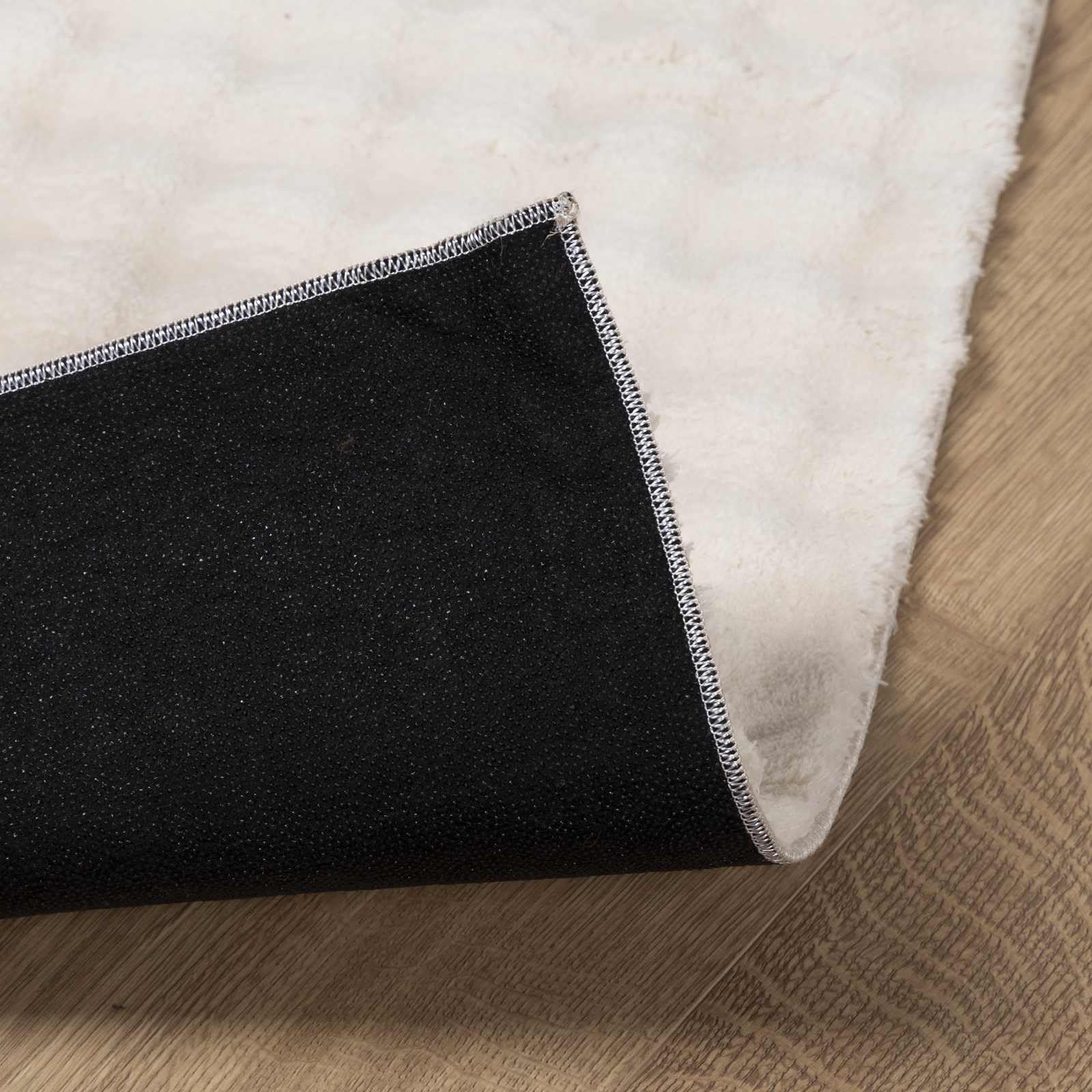 SIROLO Tappeto beige, quadrato, 120 x 120 cm, in robusto poliestere, con fondo antiscivolo, per soggiorno, camera da letto e terrazza coperta