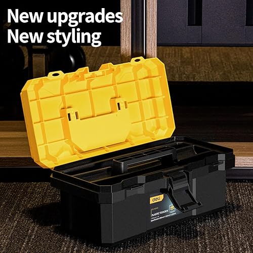 Miniatura 3 de DELI Caja de herramientas de plástico, Organización de caja de herramientas de 12 pulgadas, Caja de herramientas pequeña con cerradura, Mini caja de