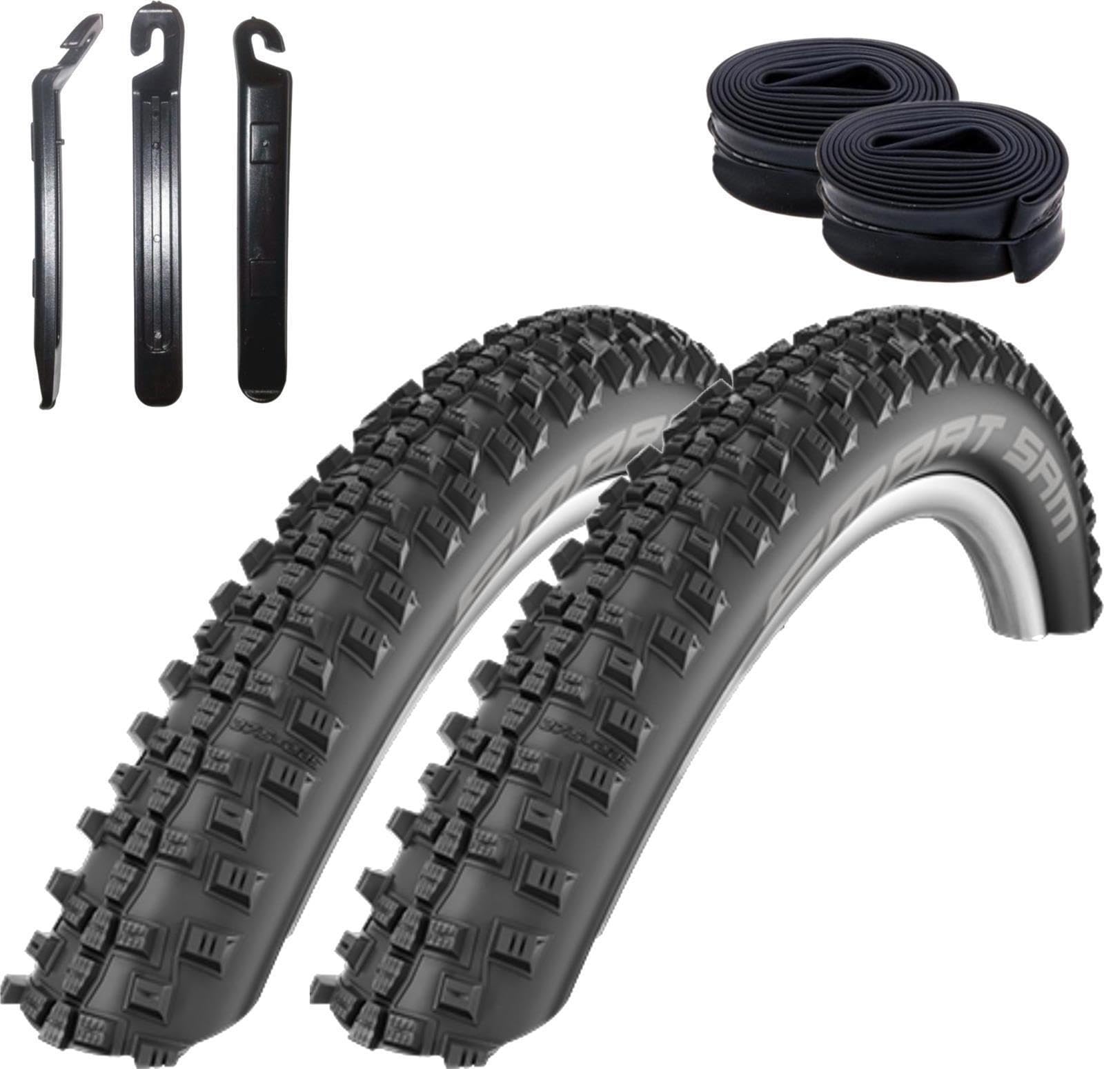 2 x Schwalbe Smart Sam Performance opony rowerowe 60-507 (24 x 2,35") + 2 x dętki Schwalbe AV10 wraz z łyżką do opon