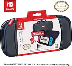 Officially Licensed Nintendo Switch Game Traveler Deluxe Travel Case with Adustable Viewing Stand - Black