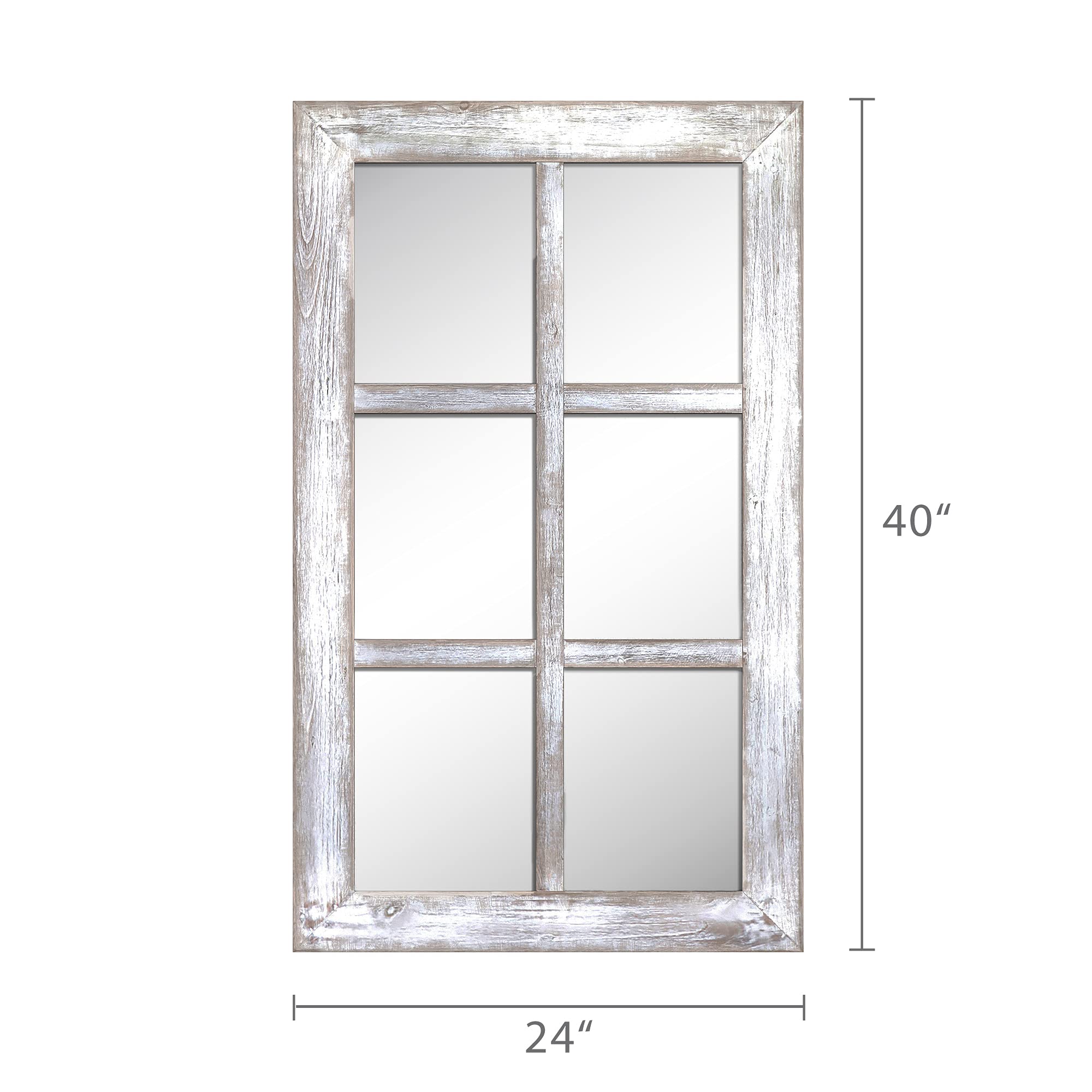 Buy Barnyard Designs 24x40 Windowpane Wood Farmhouse Wall Mirror, Wooden Large Rustic Wall