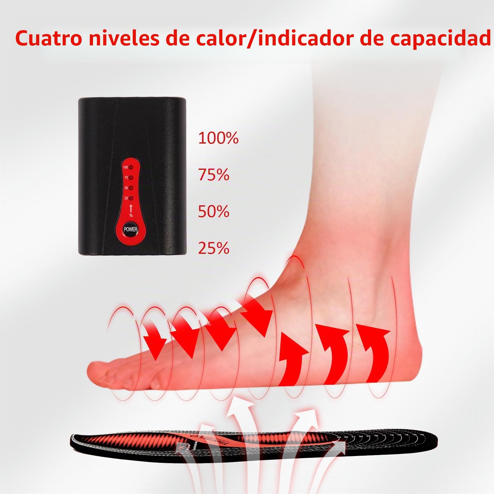 Thermrup - Plantillas térmicas de infrarrojos lejanos, funcionamiento con batería (4 niveles de calefacción), tamaño: 35-48 (se puede cortar), lavable