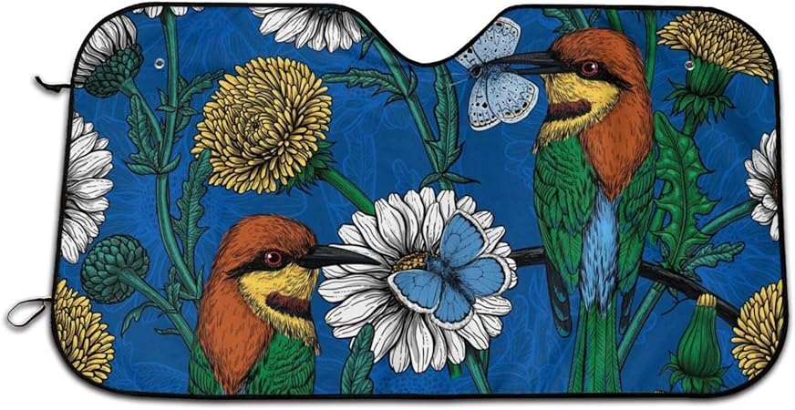 Amazon 車用 サンシェード 鳥 蝶 花 カーシェード 遮光 断熱 日焼け防止 防紫外線 取付け簡単 フロントサンシェード 軽自動車 小型乗用車 Suv車 普通車 日よけ Uvカット コンパクト収納 展開寸法700 1300mm 吸盤4個付 サンシェード 車 バイク