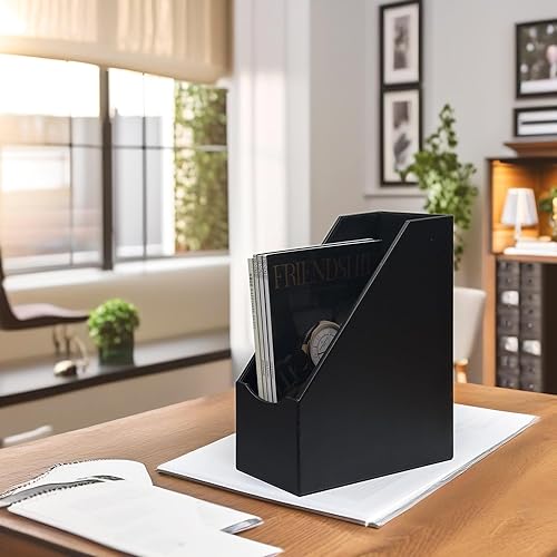 Miniatura 3 de UnionBasic Portaarchivos de revista, organizador de documentos de escritorio de cuero sintético, titular de papel de oficina en casa, clasificador