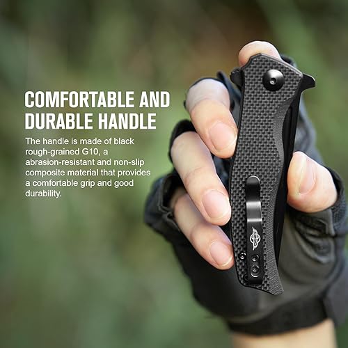 Miniatura 5 de OKNIFE Sentry L2 EDC - Cuchillo de bolsillo plegable, cuchillo de campamento con hoja de acero Tanto D2 de 3.37 pulgadas y mango G10 para