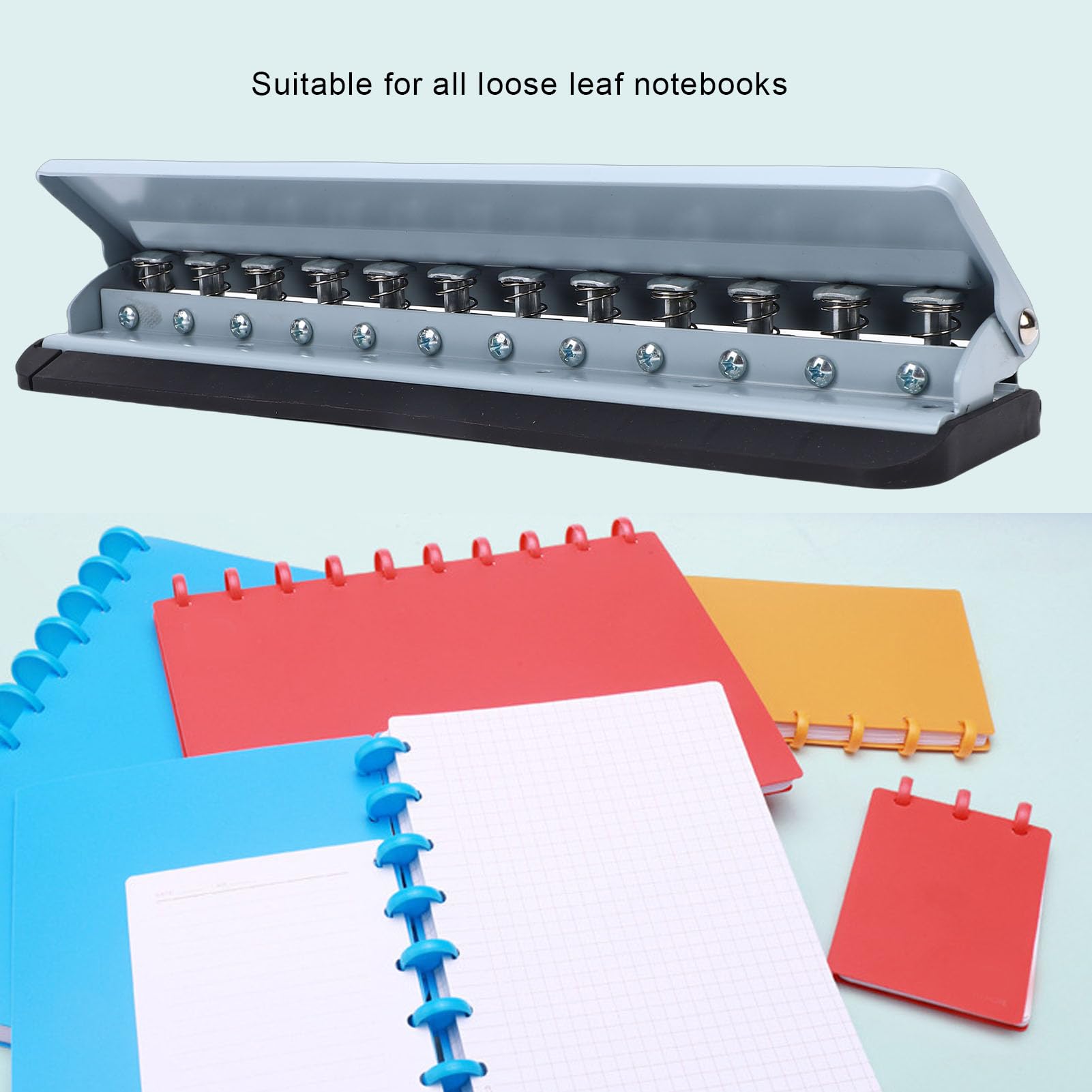 Elprico Perforatore a 12 Fori, Perforatore Portatile, a Fungo con Posizionamento Preciso, Adatto per Formati Carta A4, A5, B5, A7, per Quaderni con Rilegatura e Accessori