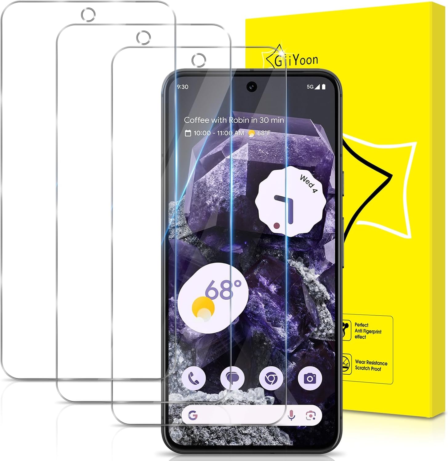 GiiYoon 3 PACK Screen Protector for Google Pixel 8 [HD Full Coverage