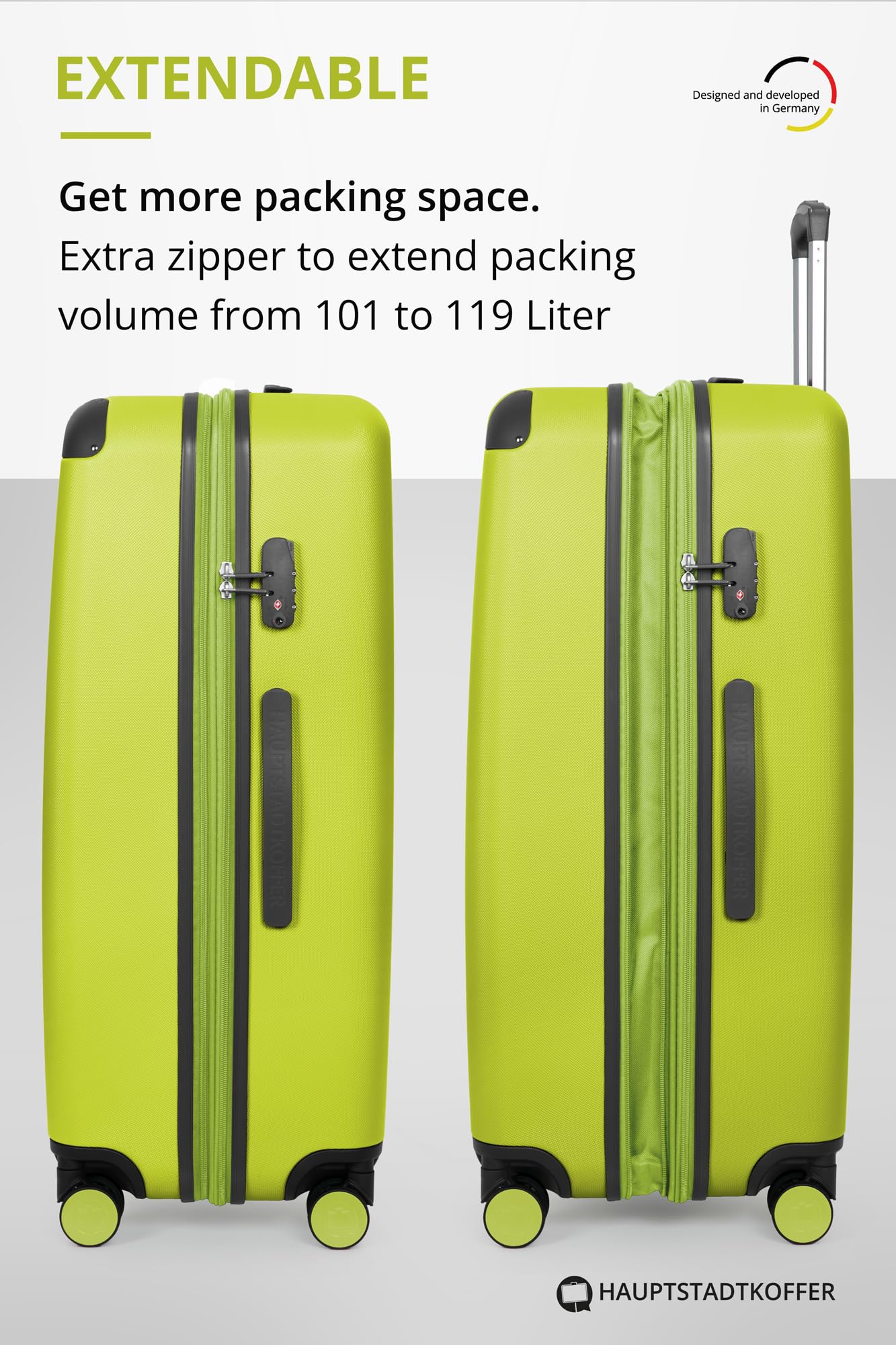 HAUPTSTADTKOFFER - Spree - Maleta rígida, Trolley expandible, Equipaje de Viaje, 4 Ruedas Dobles, TSA, 65 cm, 74 litros, Champán — view 243