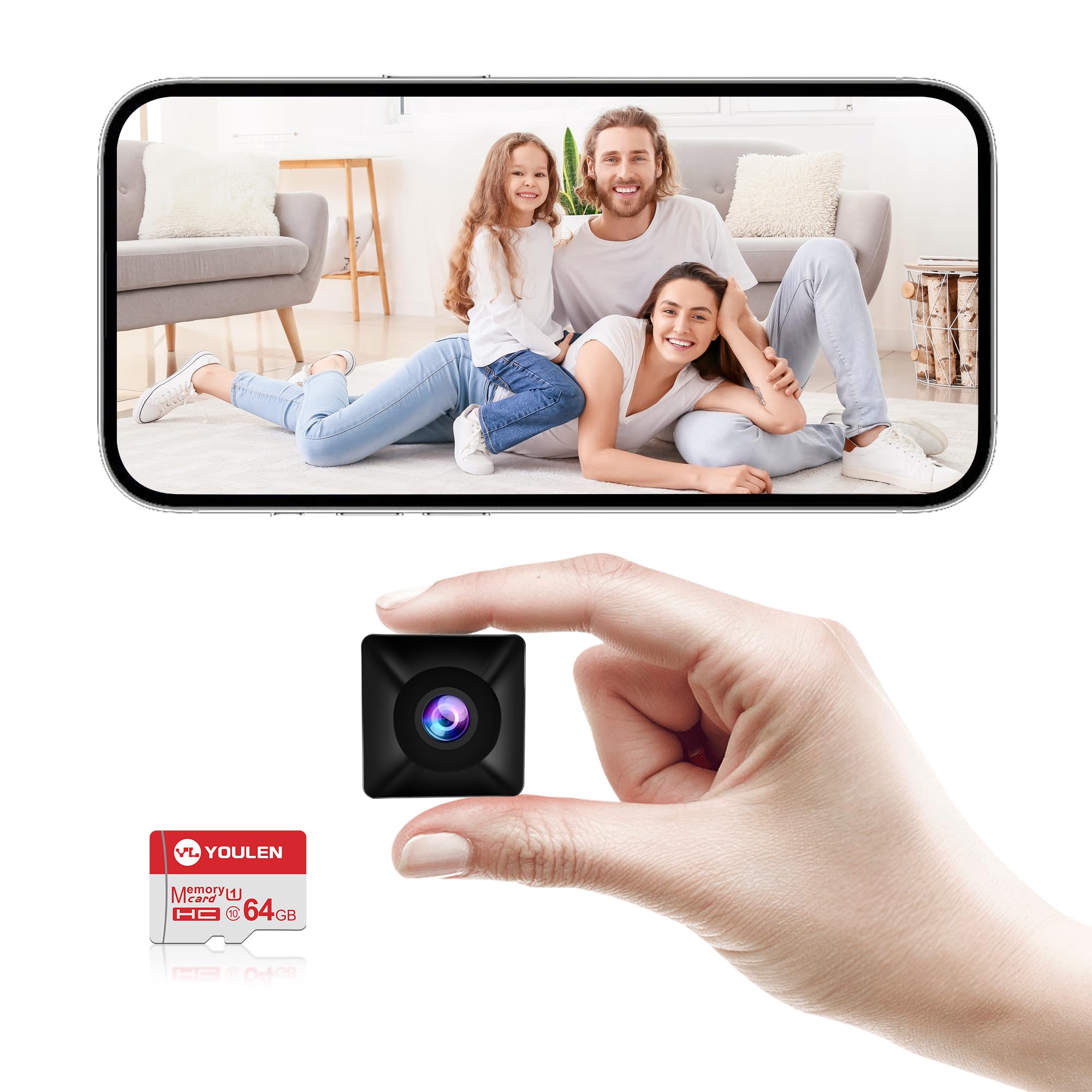 BEEDMXU New Home HD Full Color Night Vision Mini Surveillance Camera Spy Hidden Wireless WiFi Security Camera for Home Office Car Indoor Security Camera